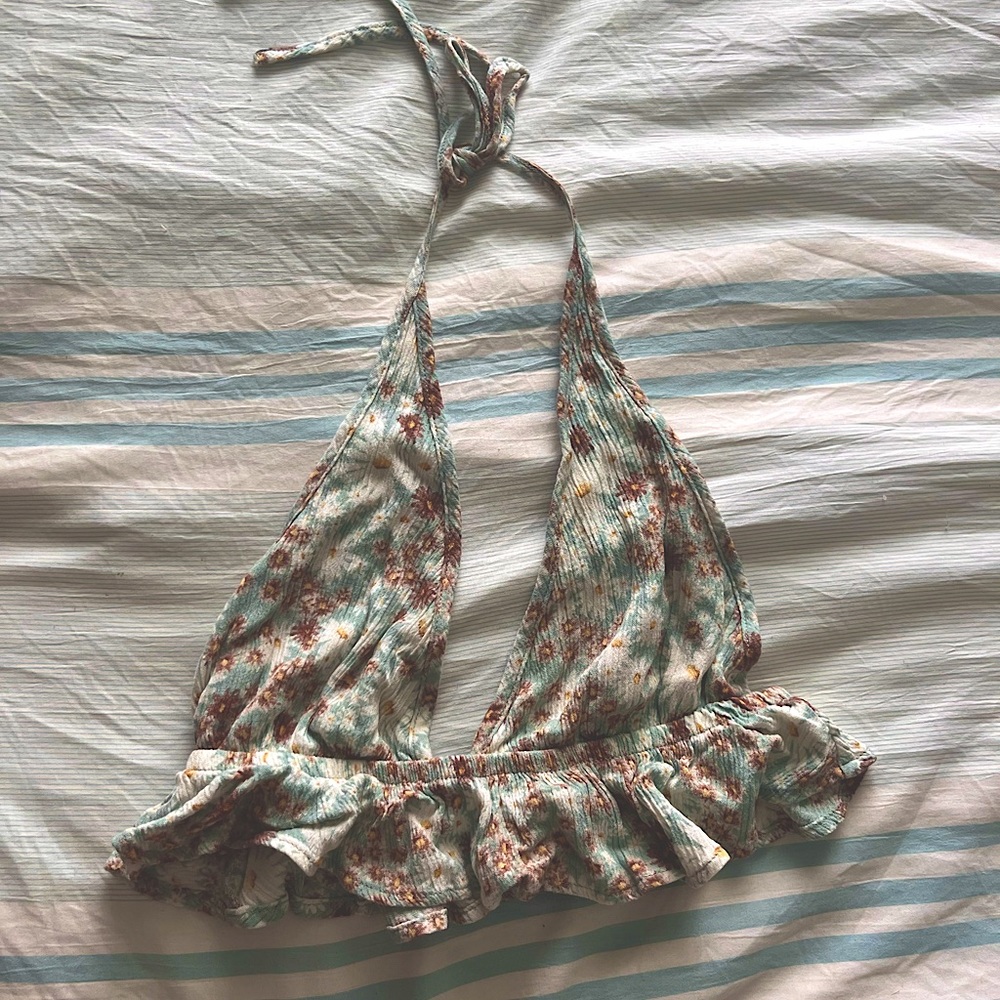 GARAGE Floral Halter Crop Top XS